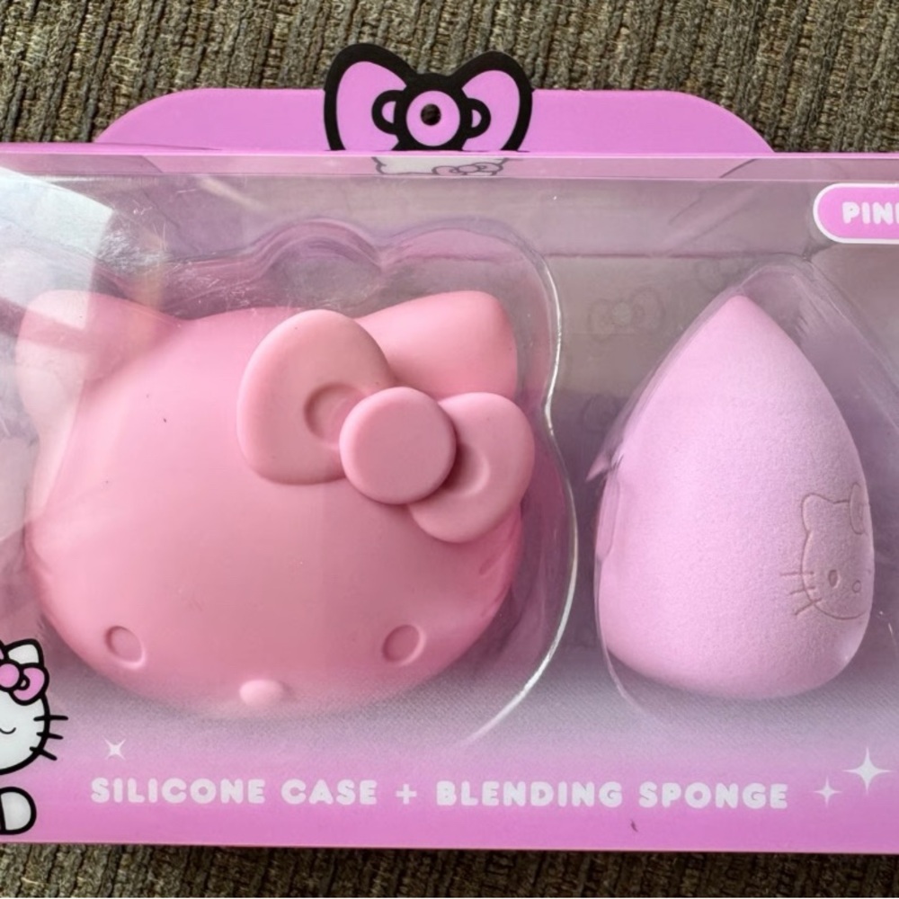 Hello Kitty Pink Silicone Case and Cosmetic Blending Sponge
